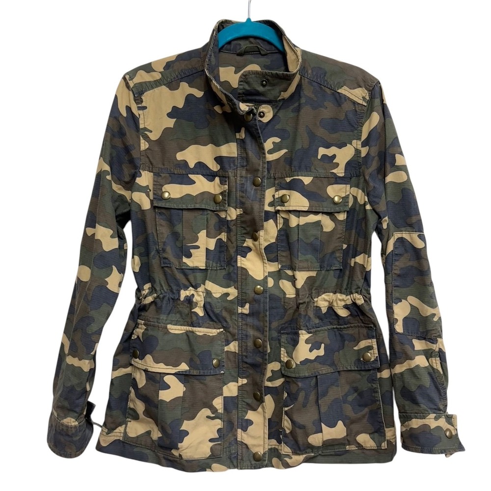 Gap The Utility Jacket Women XS Camo Print Military Field Jacket Cinch Waist